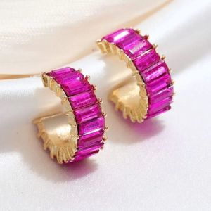 Pretty in Pink Stone Huggie Hoop Earrings